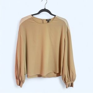 Express Beige Long Sleeve Blouse